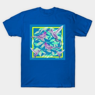 bird cage in tropical leaf blossom ecopop art T-Shirt